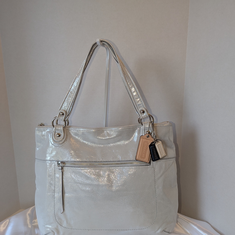 Coach Silver Shoulder Bag with Braided Straps